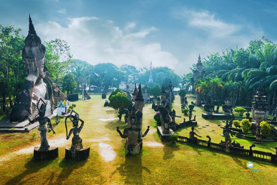 Buddha Park Xieng Khuan with giant reclining statue Vientiane Laos – Auasia Travel